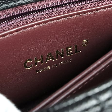 CHANEL Small Coco Handle Flap Bag Quilted Caviar Black #19907