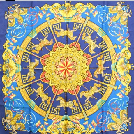HERMES Carre 90 Silk 100% Scarf Stole "Luna Park" #76751