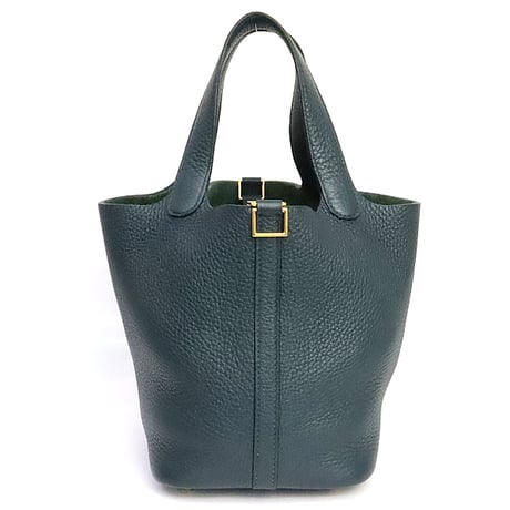 HERMES Picotin Lock PM Handbag Taurillon Clemence Vert Cypres #19555