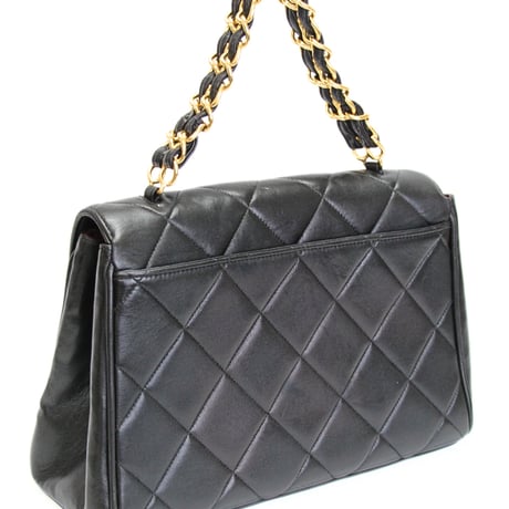 CHANEL Kelly Flap Bag with Chain Quilted Lambskin Black #75559