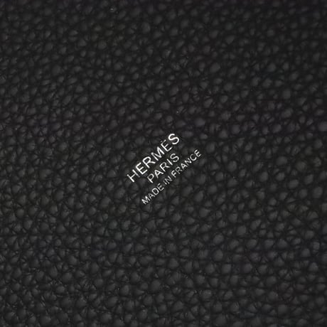 HERMES Picotin Lock MM Handbag Taurillon Clemence Leather Black #19769