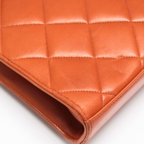 Rare! CHANEL Flap Briefcase Quilted Caviar Light Brown #75577