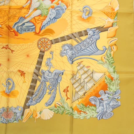 HERMES Carre 90 Silk 100% Scarf Stole "Balade Oceane" #76222