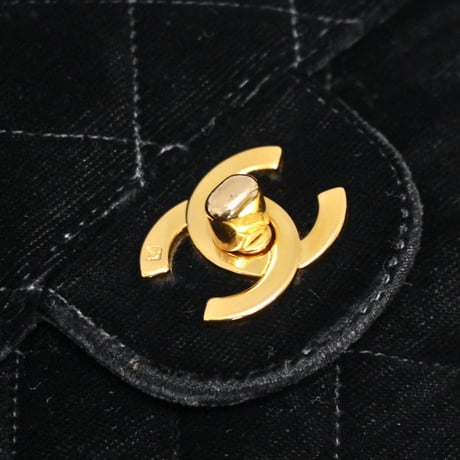 CHANEL Classic Flap Backpack Quilted Velvet Black #75525