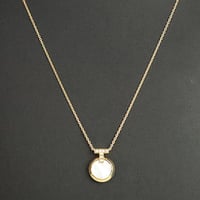 Tiffany & Co. T One Circle Pendant Necklace Diamond Mother-of-pearl 18K Yellow Gold #20242