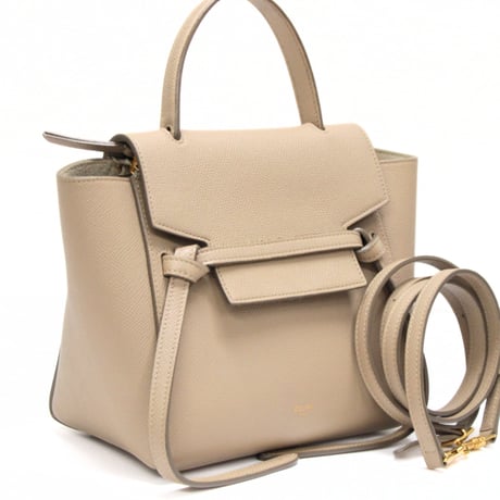 CELINE Nano Belt Shoulder Bag Leather Beige #76135