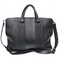 BOTTEGA VENETA Briefcase Intrecciato Leather Black #75640