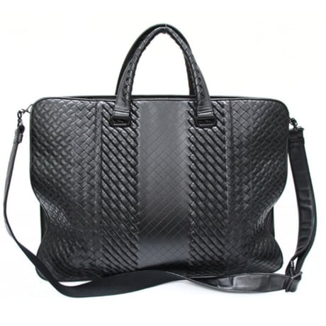 BOTTEGA VENETA Briefcase Intrecciato Leather Black #75640