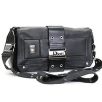 Christian Dior Street Chic Shoulder Bag Leather Black ＃76470