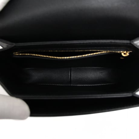 CELINE Teen Triomphe Shoulder Bag Calf Leather Black #75952