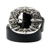 Chrome Hearts 2Inches Old Talon Center Bar Leather Belt #104663