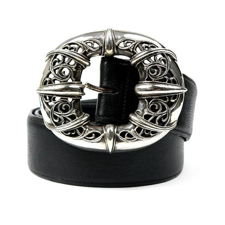 Chrome Hearts 2Inches Old Talon Center Bar Leather Belt #104663
