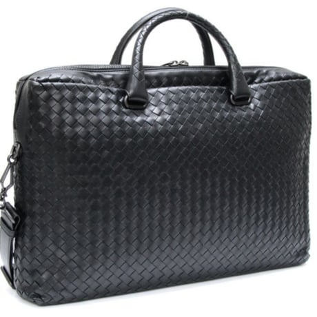 BOTTEGA VENETA Briefcase Intrecciato Leather Black #75434