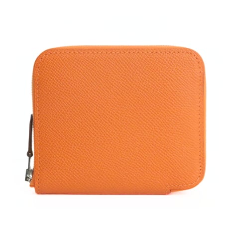HERMES Azap Compact Silk'In Wallet Epsom Leather Orange #20012