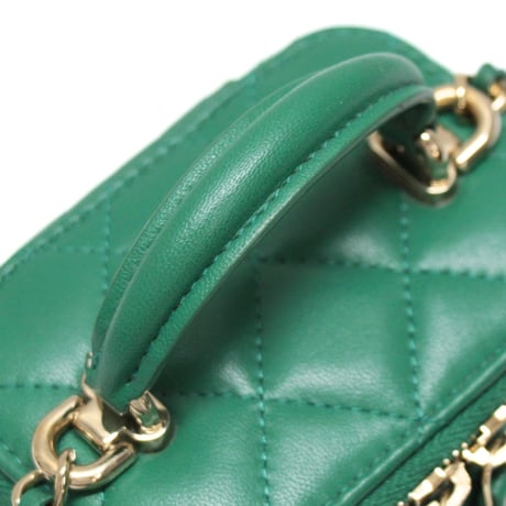 CHANEL Mini Vanity Bag with Chain Quilted Lambskin Green #7636