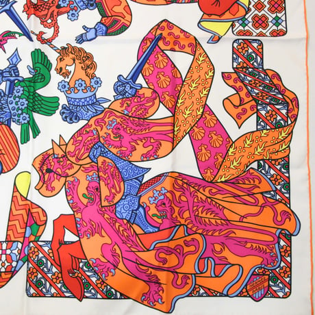 HERMES Carre 90 Silk 100% Scarf Stole "Duels Oniriques" #76433