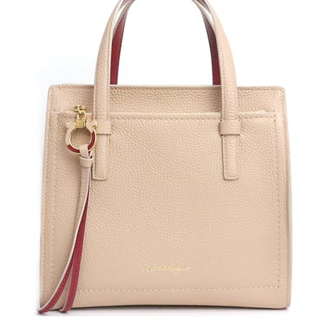 Salvatore Ferragamo Amy Handbag Leather Pink Beige #19741