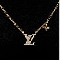 GUCCI LV Iconic Pendant Necklace Crystal Gold-toned M00596＃76400
