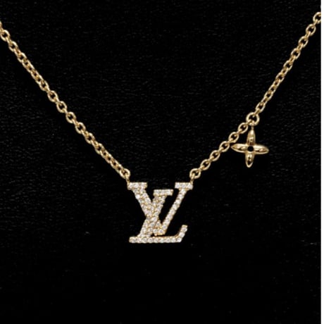 GUCCI LV Iconic Pendant Necklace Crystal Gold-toned M00596＃76400