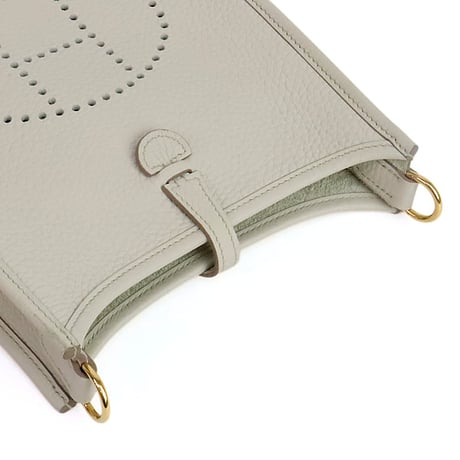 HERMES Evelyne TPM Shoulder Bag Taurillon Clemence Leather Gris Pâle #19869