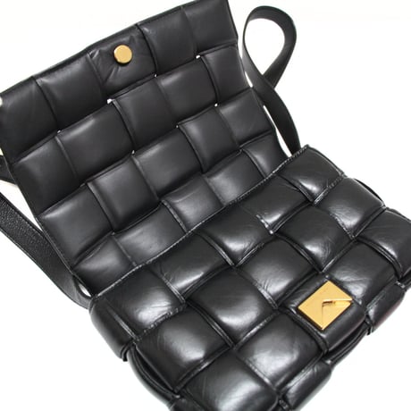 BOTTEGA VENETA Cassette Shoulder Bag Padded Intrecciato Leather Black #76036
