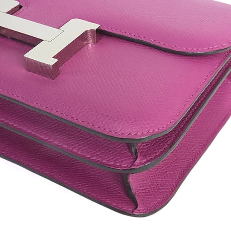 HERMES Constance Mini Shoulder Bag Epsom Leather Rose Purple #20253