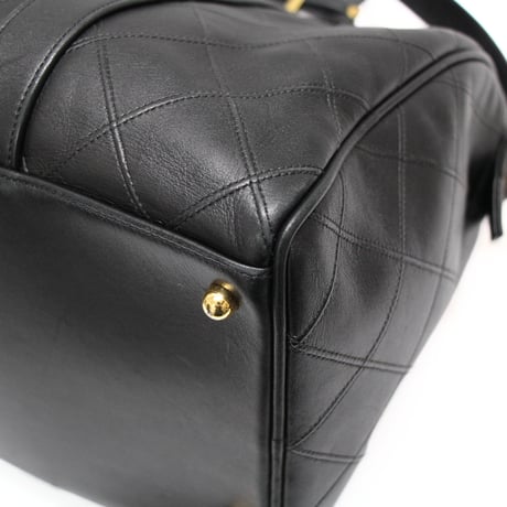CHANEL Duffle Bag Diamond Stitched Calfskin Black #76713