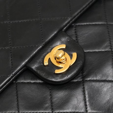 CHANEL Mini Square 20 Flap Bag Quilted Lambskin Black ＃75472