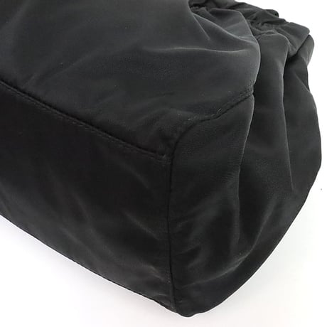 PRADA Bow Handbag Tessuto Nylon Leather Black ＃19786