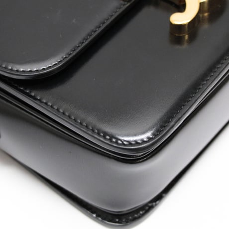 CELINE Teen Triomphe Shoulder Bag Calf Leather Black #76208