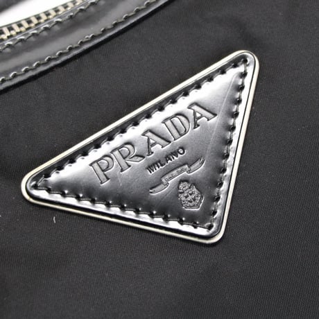 PRADA Shoulder Bag Floral Nylon Black Red #75516
