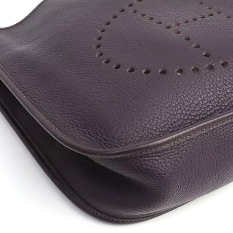 HERMES Evelyne GM Shoulder Bag Taurillon Clemence Leather Raisin #19514