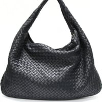 BOTTEGA VENETA Hobo Bag Intrecciato Leather Black #76287
