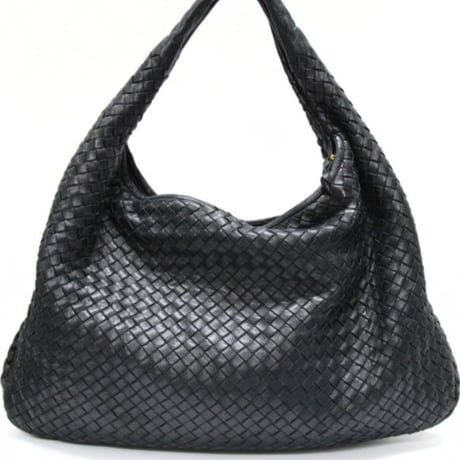 BOTTEGA VENETA Hobo Bag Intrecciato Leather Black #76287