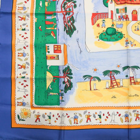 HERMES Carre 90 Silk 100% Scarf Stole "RE TOUR A LA TERRE" #76444