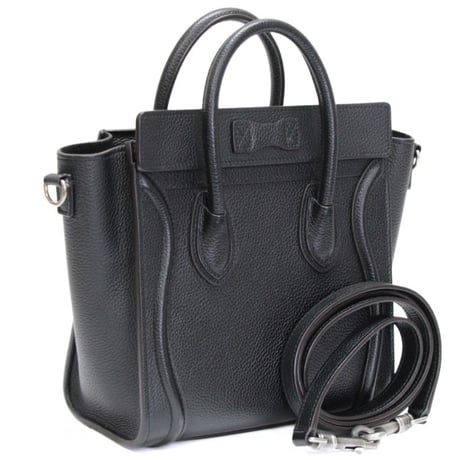 CELINE Nano Luggage Tote Bag Leather Black #75585