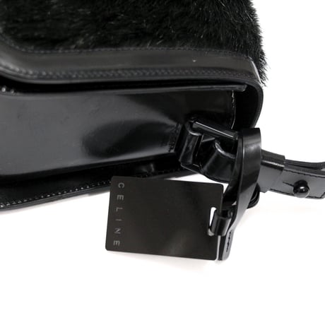 CELINE Vintage Shoulder Bag Pony Hair Leather Black #74060