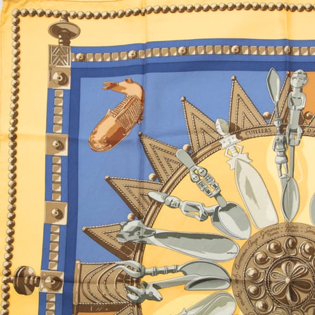 HERMES Carre 90 Silk 100% Scarf Stole "CUILLERS D'AFRIQUE" #76749