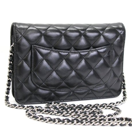 CHANEL Wallet on Chain Bag Quilted Lambskin Black #76288