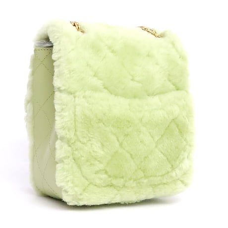 CHANEL Mini Shearling Flap Bag Quilted Leather Green #19639