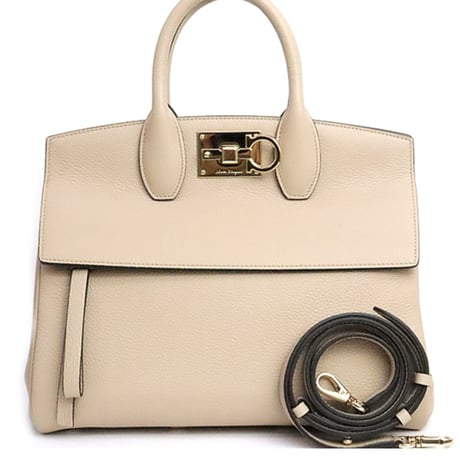Salvatore Ferragamo Small Studio Soft Bag Leather Beige #19740