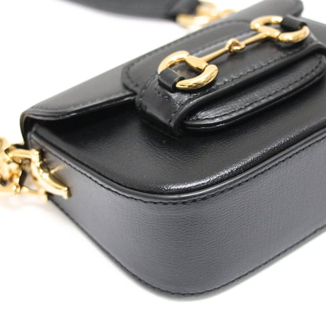 GUCCI Mini Horsebit 1955 Wallet on Strap Calfskin Black #75465