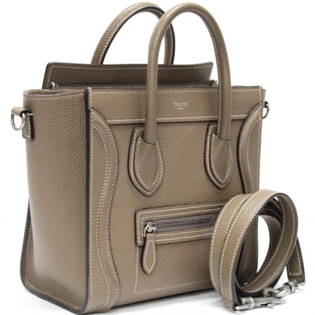 CELINE Nano Luggage Tote Bag Leather Greige #76506