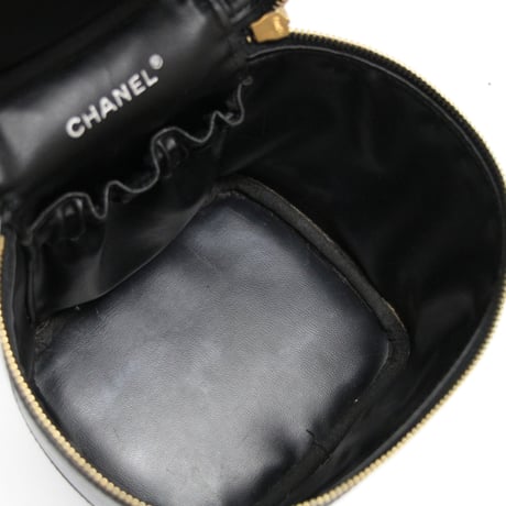 CHANEL CC Logo Vanity Bag Caviar Black #76476