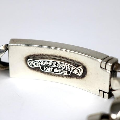 Chrome Hearts classic Link Floral Cross ID Bracelet 1 Diamond 13 Links  #103717