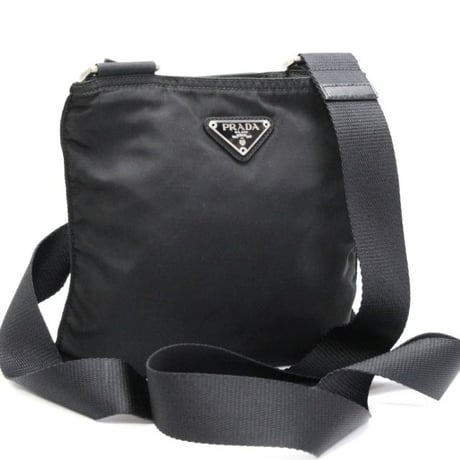 PRADA Triangle Logo Shoulder Bag Nylon Black #76218