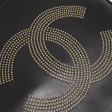 CHANEL CC Studded Large Tote Bag Leather Black #75705