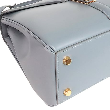 CELINE Small 16 Shoulder Bag Shiny Calf Leather Blue Grey #20347