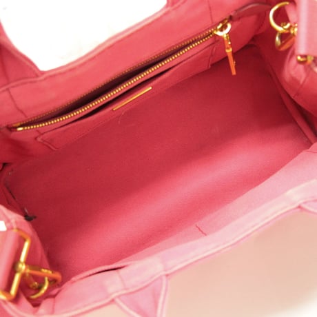PRADA Mini Canapa Handbag Canvas Pink #75042