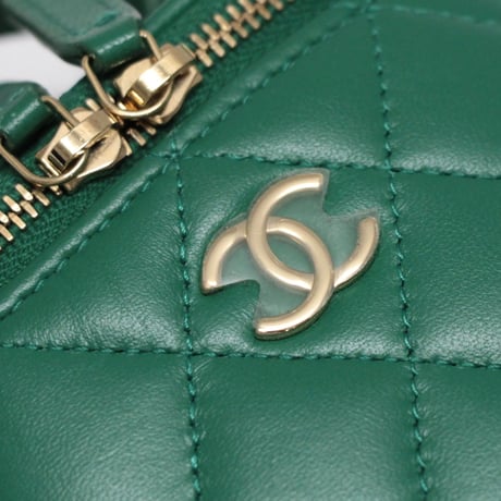 CHANEL Mini Vanity Bag with Chain Quilted Lambskin Green #7636